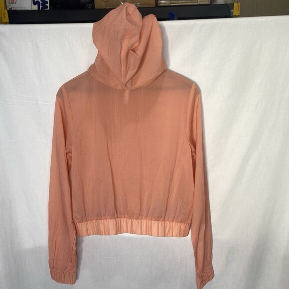 FABLETICS Flyweight Nylon Hooded Jacket Adjustable Bungee Wind Womens XS Peach - Picture 10 of 12